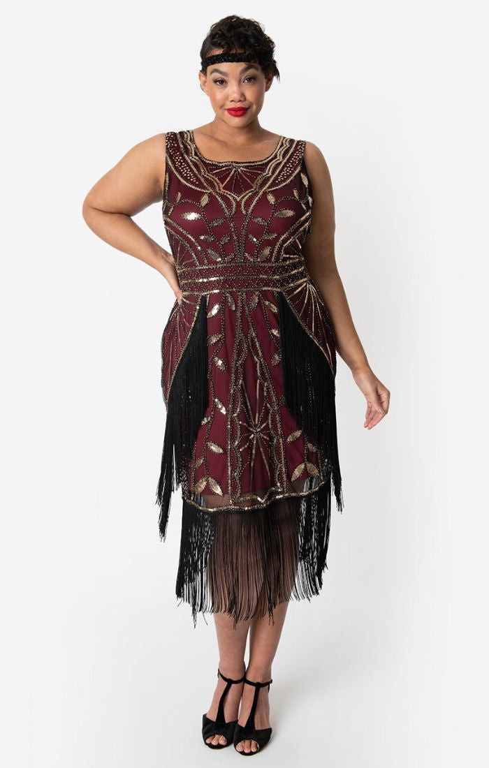 maroon flapper dress