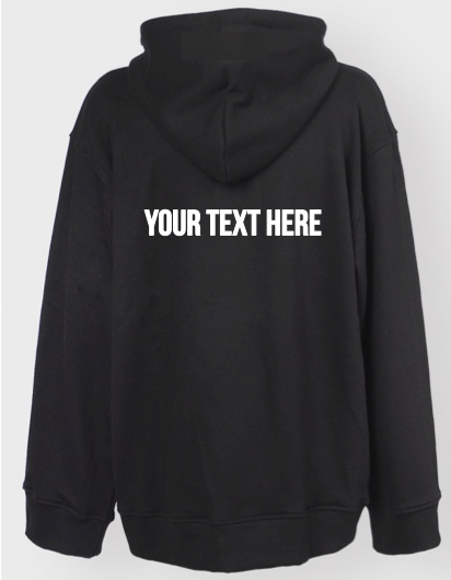 black hoodie with back print