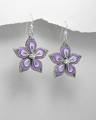 Marcasite 925 Sterling Silver Handmade Flower Earrings - 925 St – Bellash