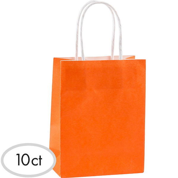 Orange Birthday Party Gift Bags Kraft Paper Loot Gift Bag With Handles * 