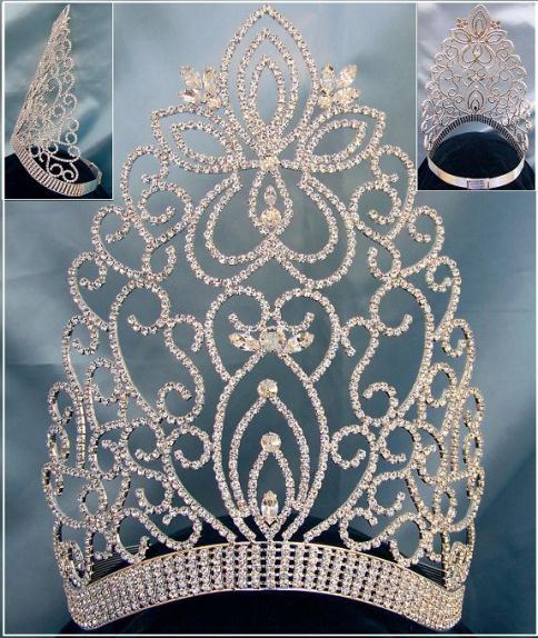 Beauty Pageant Large Rhinestone Queen Crown Tiara Crowndesigners