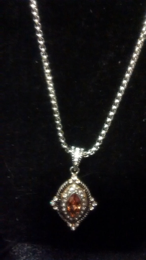 18k Designer Like Gold & White Topaz Necklace