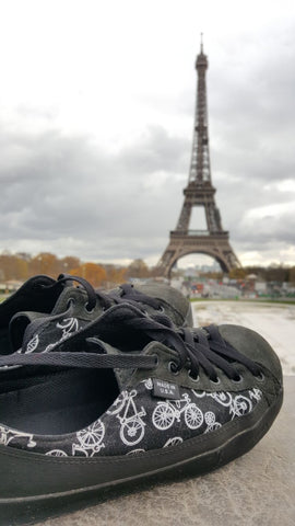 SOM bicycle custom shoes at the Eiffel Tower