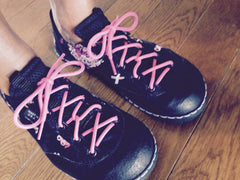 Custom breast cancer awareness sneakers designed by K.K. of Buffalo, NY. 