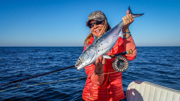 Fly fishing false albacore Wanda Taylor TFO rod