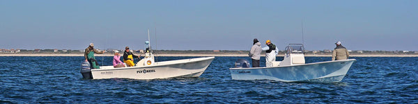 Fly fishing false albacore boat