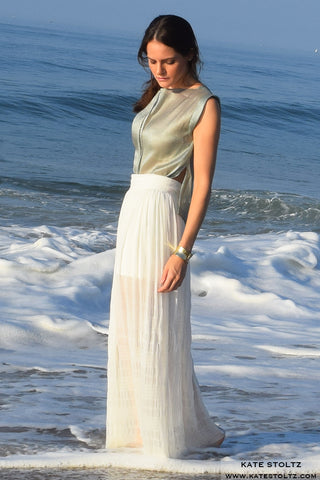 Kate Stoltz NYC Hamptons Collection White skirt and green top