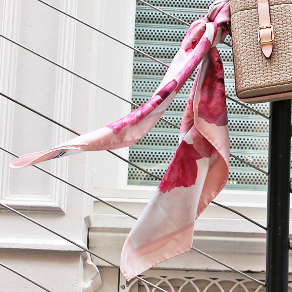pink silk scarf made in Italy