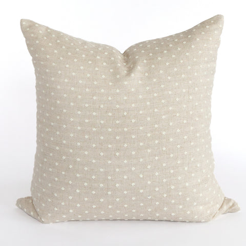 Mila Dot neutral ivory embroidered polka dot pillow from Tonic Living
