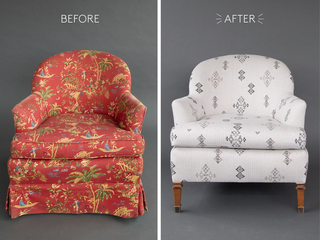 vintage accent chair makeover southwestern grey fabric