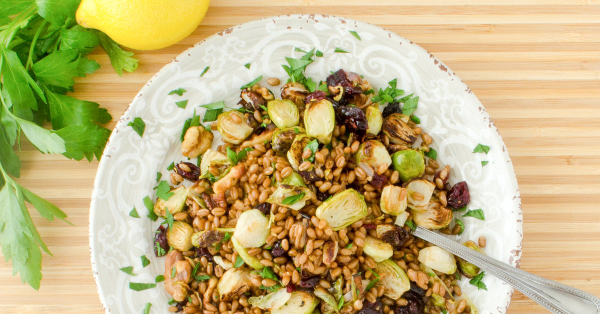 wheat berry and brussel sprouts