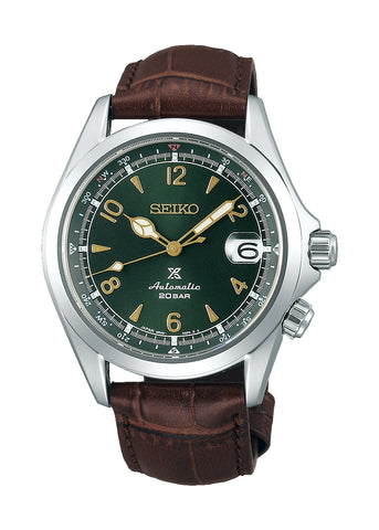 SEIKO PROSPEX ALPINIST AUTOMATIC GREEN DIAL BROWN LEATHER SPB121J