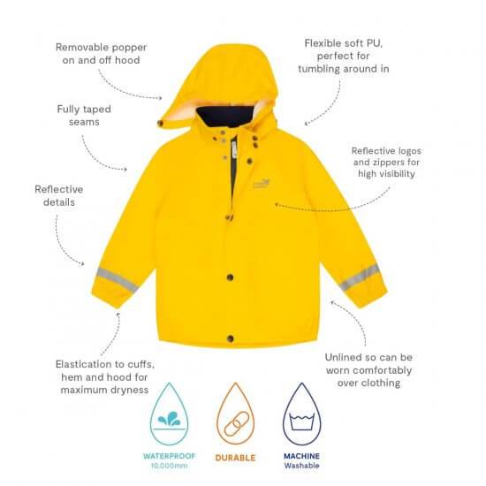 Muddy Puddles - Rainy Day Zip Jacket (Yellow) (3-4 Years)