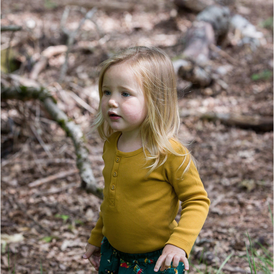 Little Green Radicals - Rib Long Sleeve T-Shirt (Golden Ochre) (4-5 Years)