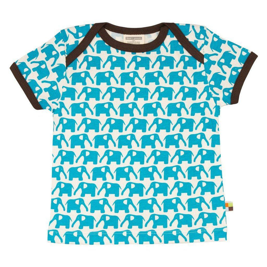 Loud + Proud - Aqua Elephants Short Sleeved Top