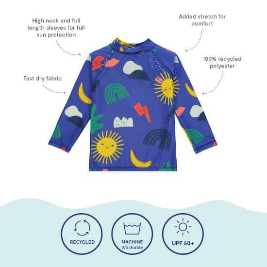 Muddy Puddles - Blue Happy Rash Vest (12-18 Months)