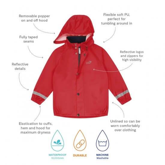 Muddy Puddles - Rainy Day Zip Jacket (Red)