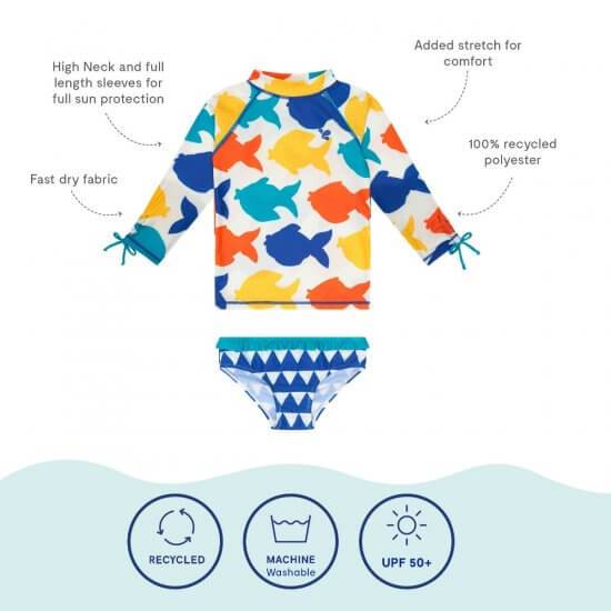 Muddy Puddles - White Fish Rash Vest and Bottoms (12-18 Months)