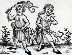 15th century woodcut of self-flagellators