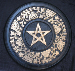 Hand-painted pentacle in black and gold