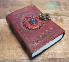 Leather journal with Lapis Lazuli stone