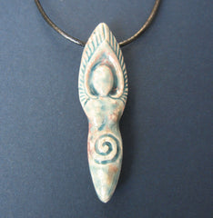Spiral goddess ceramic pendant