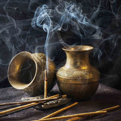 Incense and brass pots
