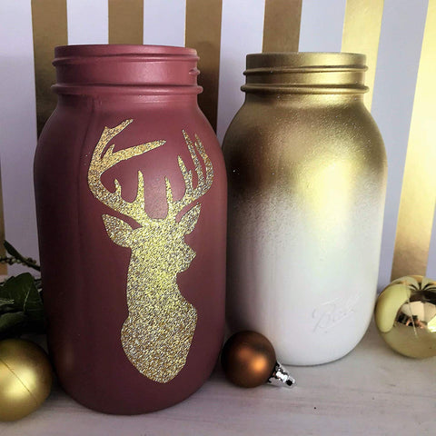 Glitter Mason Jar Holiday Decoration Idea