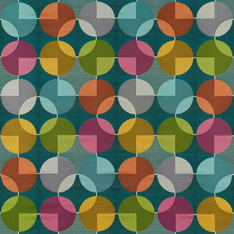 Arc-Com Compass Teal Geometric Design Blue Upholstery Fabric