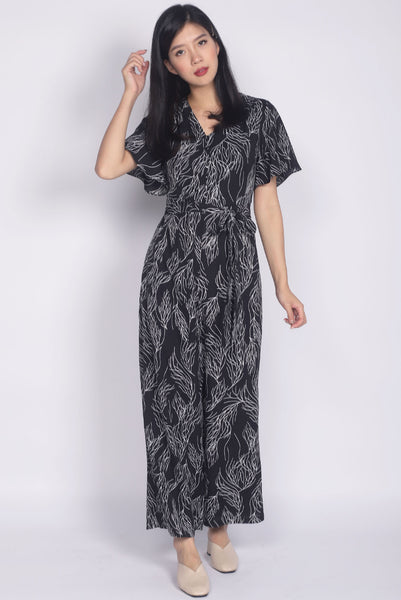 black flutter sleeve jumpsuit