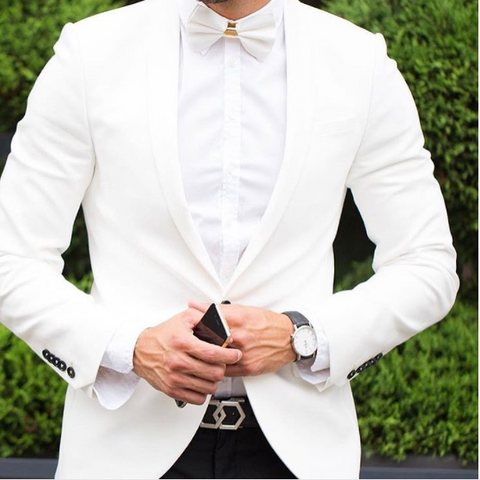 White Tuxedo with white bow tie