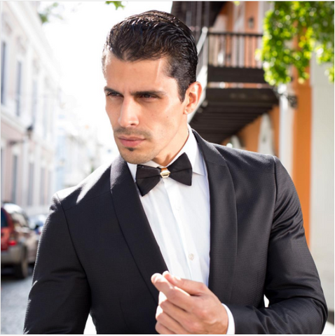 Black bow tie with black suit