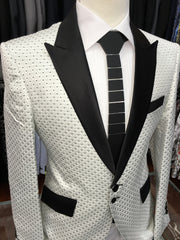 Hex Tie | Black Ties | White Suit | Gala Event