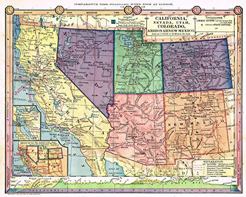 Barnes's - "CALIFORNIA, NEVADA, UTAH, COLORADO, ARIZONA & NEW MEXICO" – Sandtique-Rare-Prints 