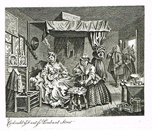 Hogarth's Illustrated - "THE HARLOT'S PROGRESS - PL III" - Antique Engraving - 1807