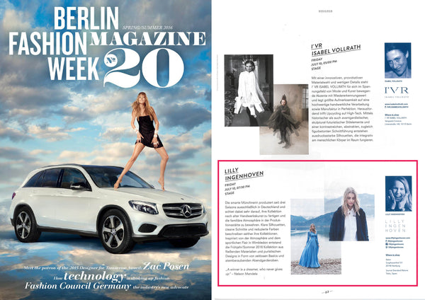 Lilly Ingenhoven featured in "Mercedes Benz Fashion Week" Magazine