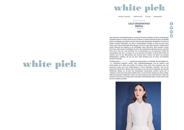 Lilly Ingenhoven Bridal on "White Pick" Blog