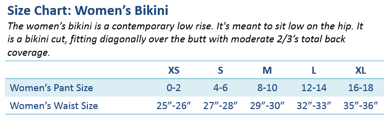 Bikini Briefs Size Chart