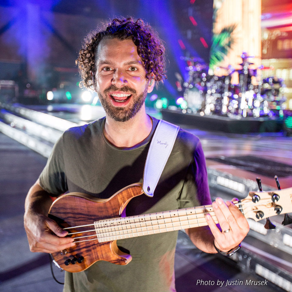 Tom Beaupre with the Kala California Koa U-Bass