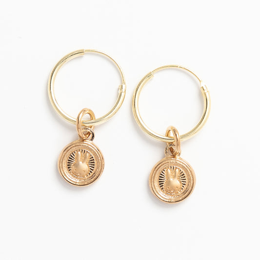 Miffy the rabbit mini coin hoop earrings 18ct gold vermeil