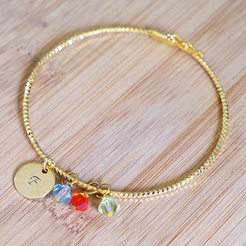 Birthstones Bangle with Personalized Tags