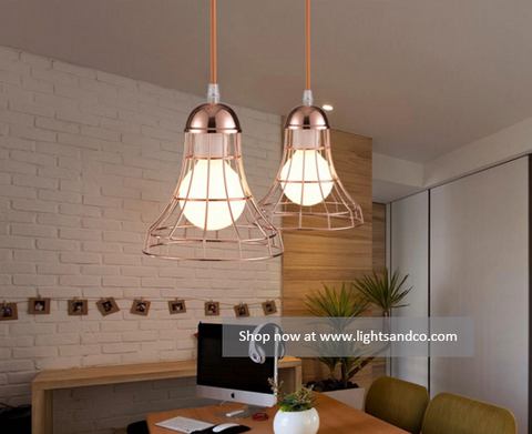 QUINCY Caged Pendant Lights @ www.lightsandco.com