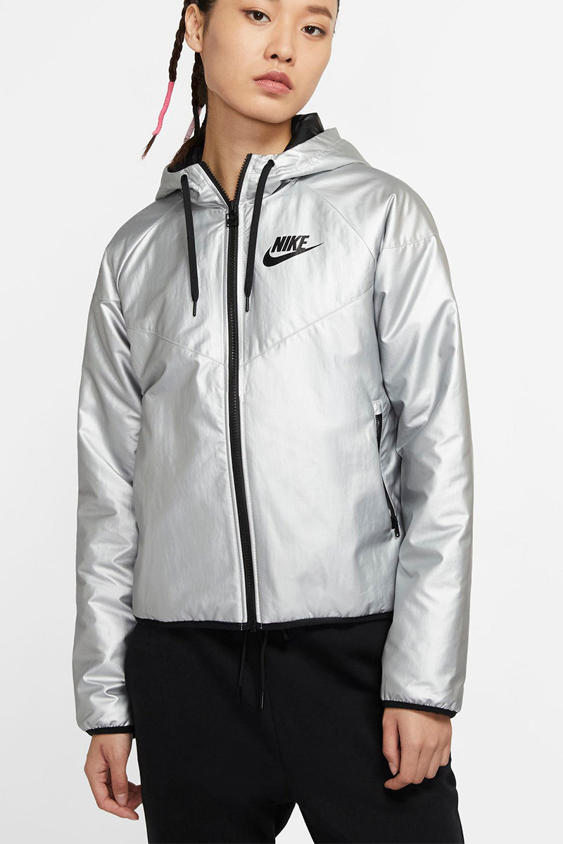 silver and black nike jacket