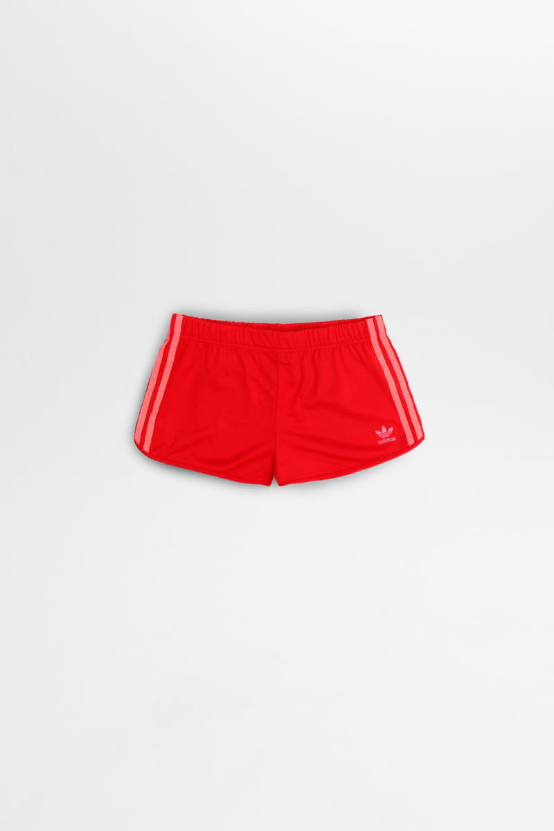 adidas 3 stripe shorts women's red