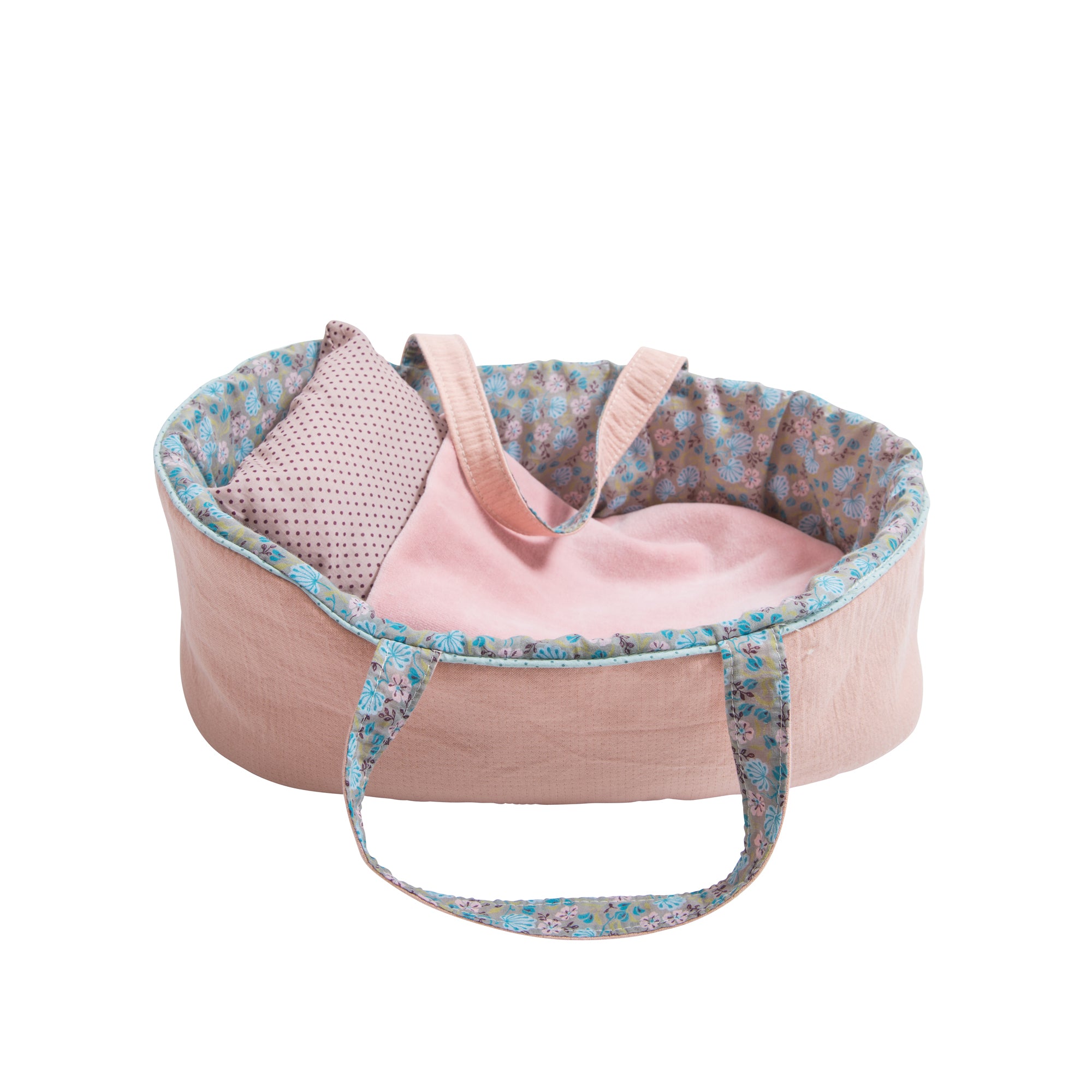 Dolls Carry Cot and Bedding by Moulin Roty, available at Bobby Rabbit.