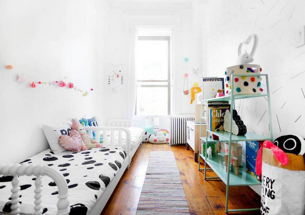 Shared girls' room by Anna Fritsch of Lucky Penny Blog, as featured on Bobby Rabbit.