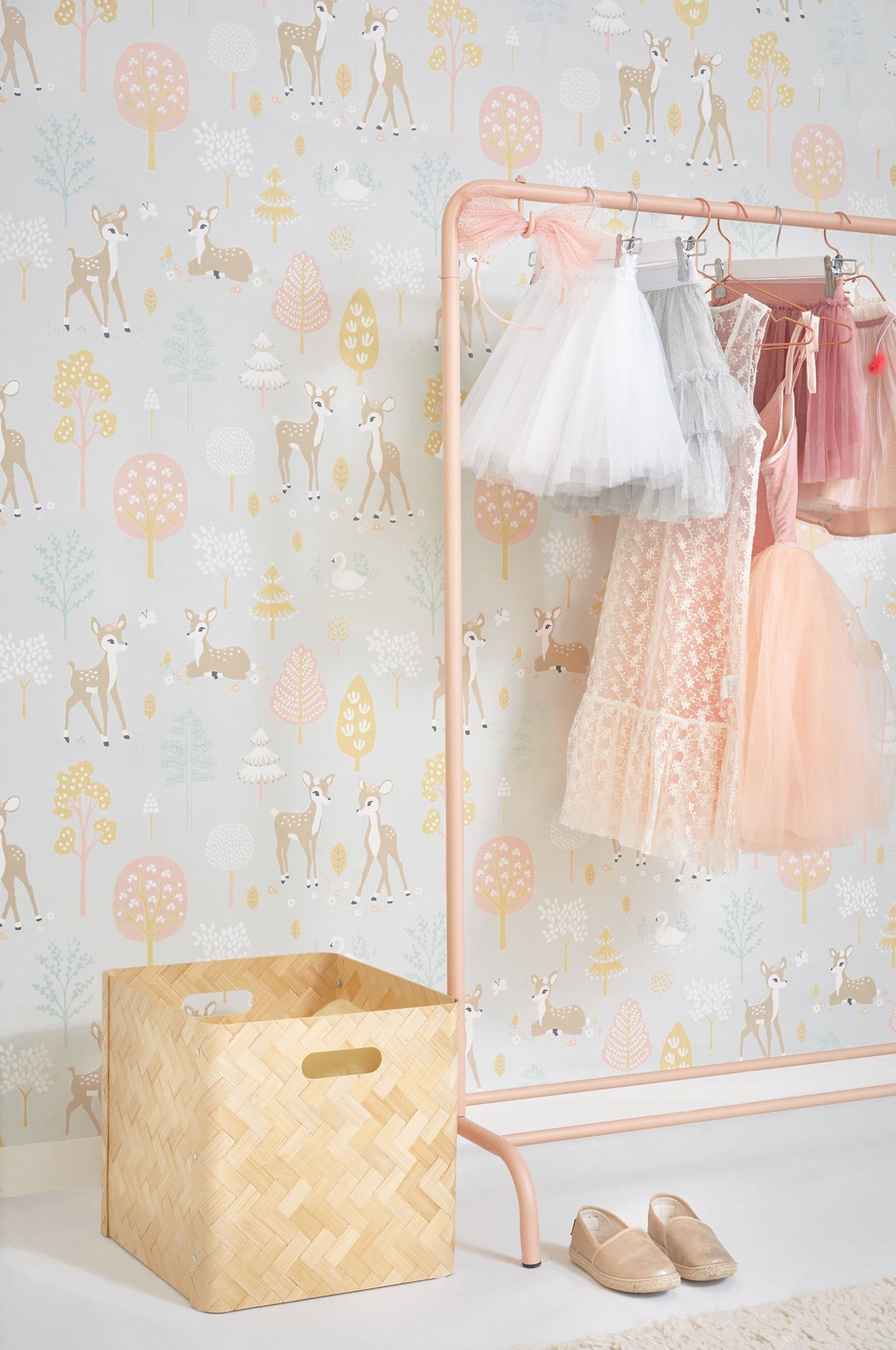 Majvillan children's wallpaper 'Golden Woods', available at Bobby Rabbit.