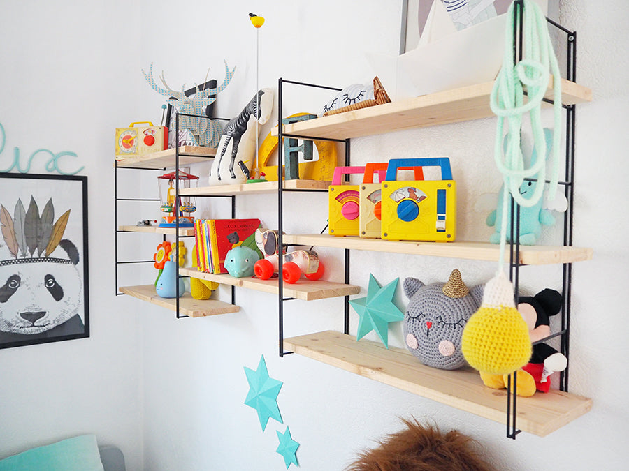 Felix and Charlie's multi-coloured shared bedroom, styled by Studio Des Jolis Momes