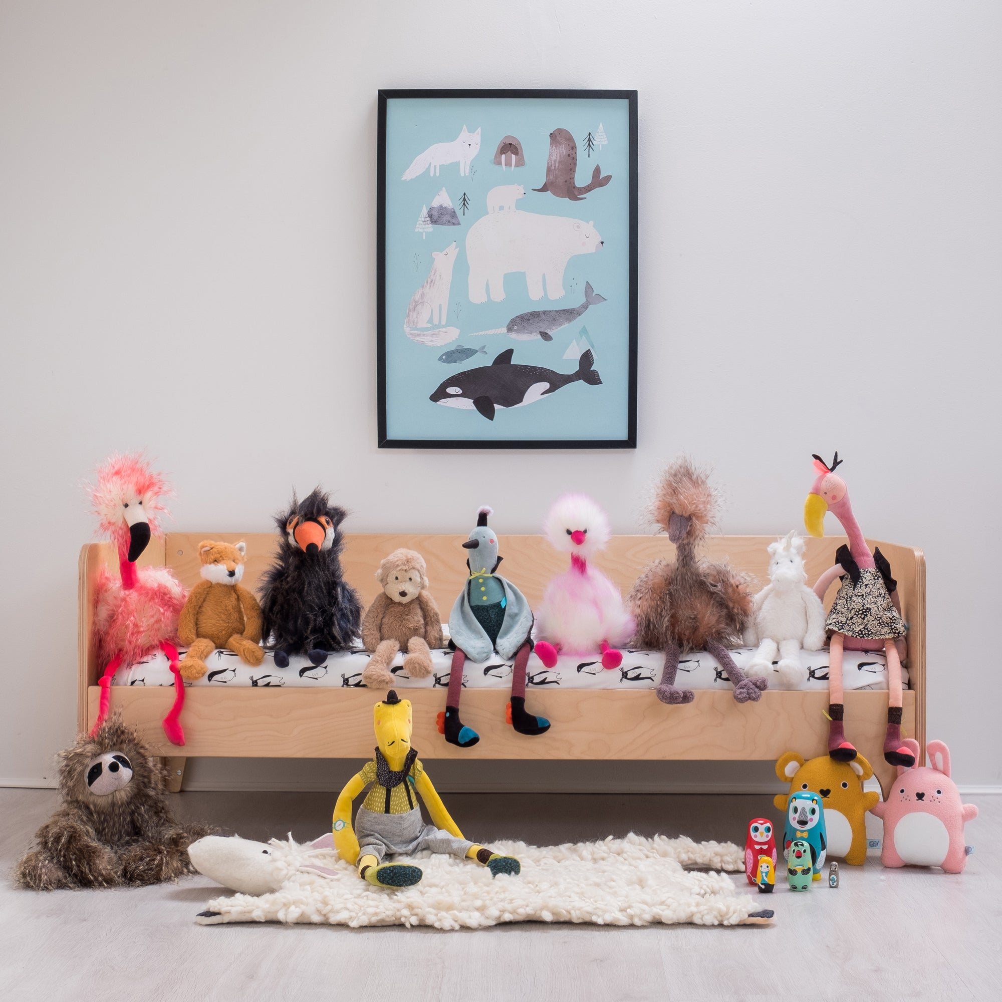 Oeuf NYC Toddler Bed and Toys, styled by Bobby Rabbit.