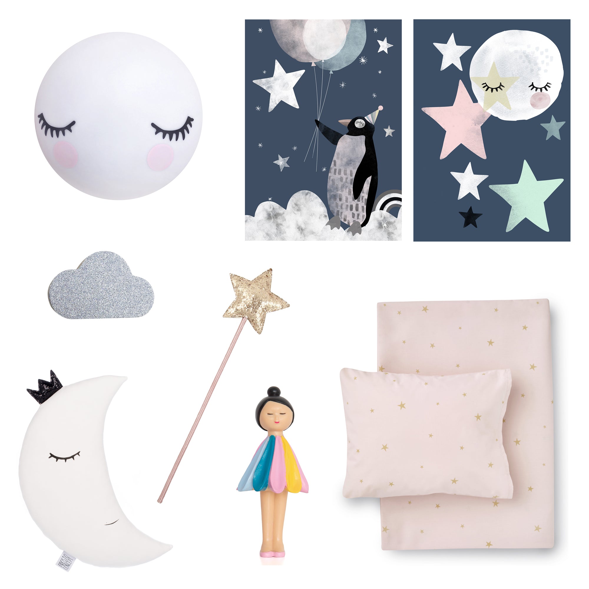 Space-themed girls room decor, available at Bobby Rabbit.